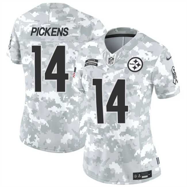 Women%27s Pittsburgh Steelers #14 George Pickens 2024 F.U.S.E Arctic Camo Salute To Service Limited Stitched Jersey Dzhi